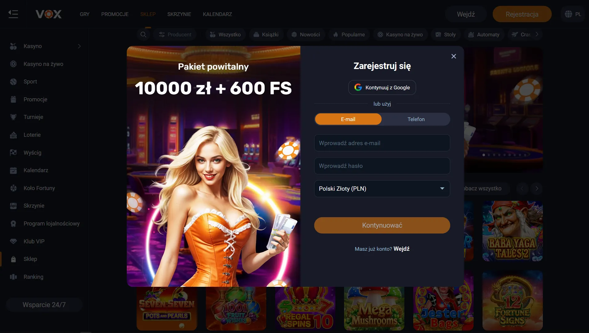 Rejestracja w Vox Kasyno — formularz i pierwsze kroki